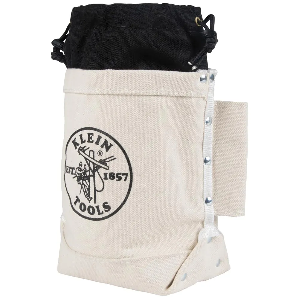Klein Tools 5416TCP Tool Bag, Extra Tall Top Closing Bolt Bag with 3-Inch Drawstring, Heavy-Duty No. 4 Canvas, 5 x 12 x 9-Inch
