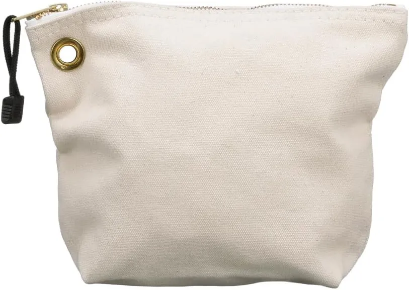 Klein Tools 5539NAT Zipper Bag, Canvas Tool Pouch is 10-Inch Consumables Bag for Storing Parts, Brass Grommet for Easy Hanging, Natural