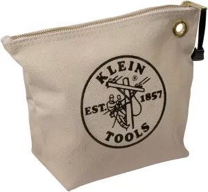 Klein Tools 5539NAT Zipper Bag, Canvas Tool Pouch is 10-Inch Consumables Bag for Storing Parts, Brass Grommet for Easy Hanging, Natural