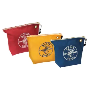 Klein Tools Zipper Bags, Assorted Canvas Tool Pouches, 3-Pack
