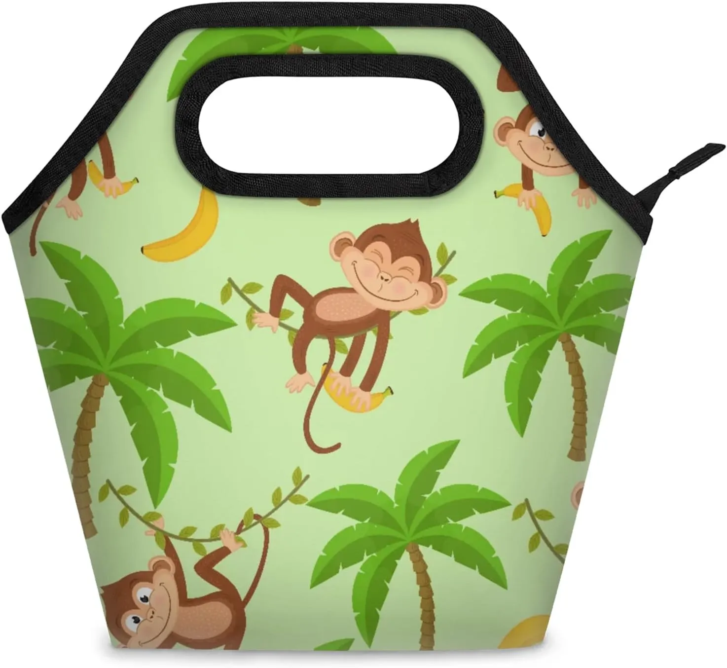 KOBLEN Monkey Banana Portable Insulated Lunch Bag for Adults, Oxford Thermal Food Tote Leakproof Reusable Meal Bag for Picnic, Hiking, Travel (7.5x4.7x11.2 Inch)
