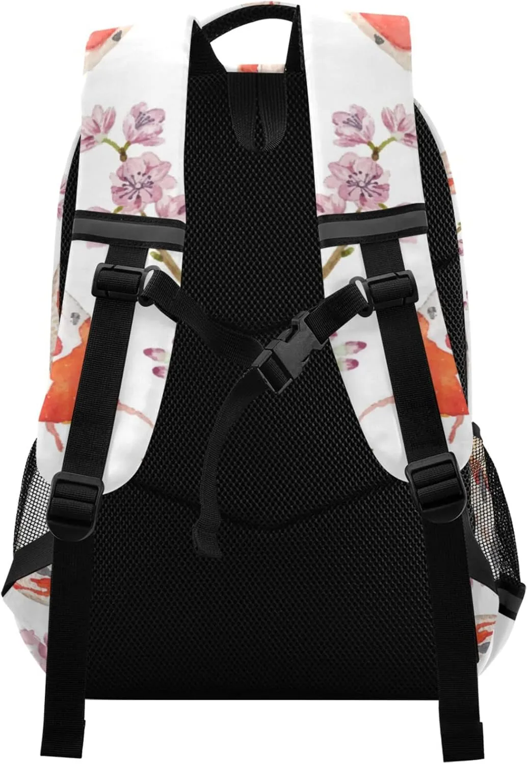 Koi Fish Japanese Backpack Floral Oriental Watercolor Laptop Backpack Safe Reflectiv Stripes Casual Travel Shoulder Bag Daypack Hiking Camping