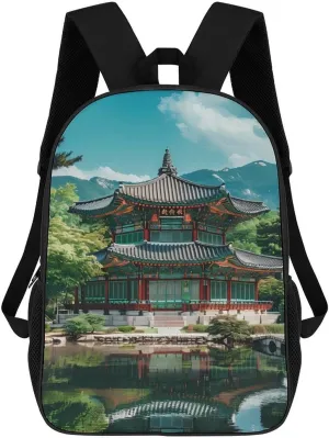 Korean Architecture Palace of Koreas Travel Laptop Backpack 17 Inch Lightweight Computer Bag Daypack for Men Women