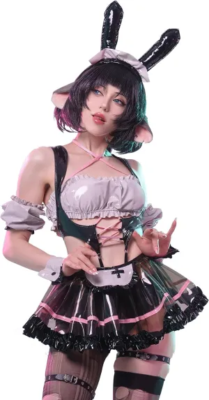 KORURACLUB Bar Maiden Maid costume Black premium pu cosplay lingerie Bar Maiden Maid lingerie