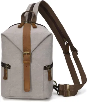 KouLi Buir Canvas Sling bag,Small Crossbody Backpack,Convertible Chest Bag Casual Daypack For Outdoor Cycling Hiking Travel (B2463-Leaden)