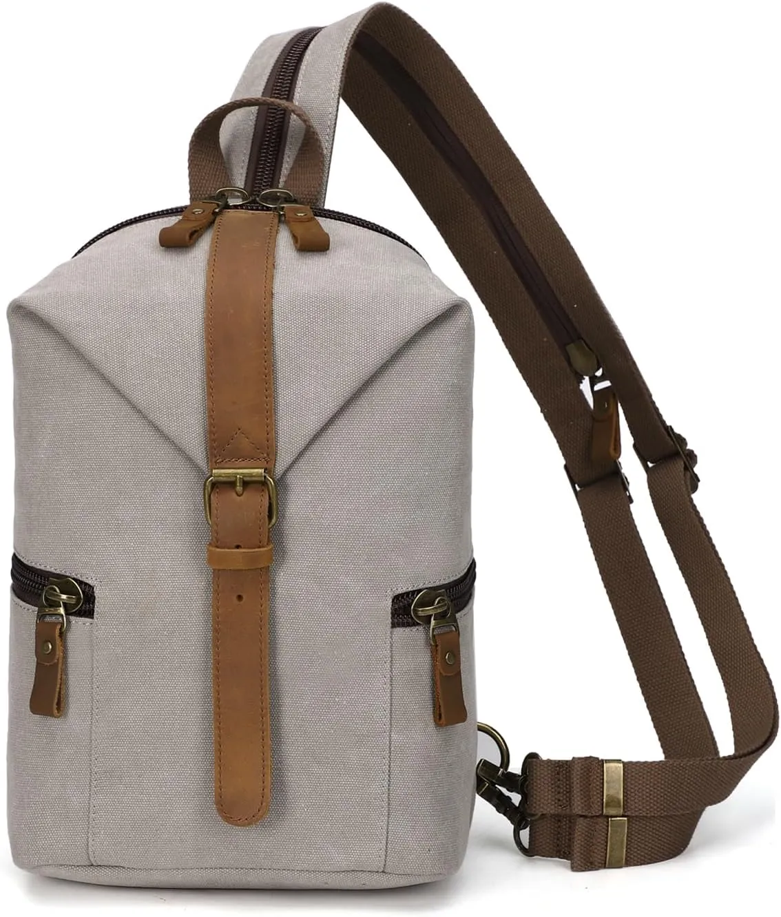 KouLi Buir Canvas Sling bag,Small Crossbody Backpack,Convertible Chest Bag Casual Daypack For Outdoor Cycling Hiking Travel (B2463-Leaden)
