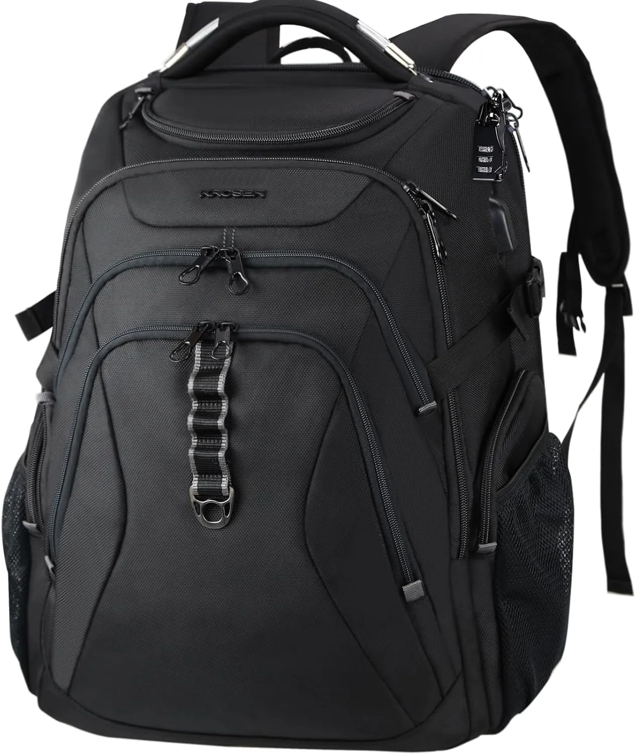 KROSER Travel Laptop Backpack 18.4 Inch XXXL Gaming Backpack with Hard Shell Saferoom RFID Pockets Water-Repellent Business College Daypack Stylish Laptop Bag for Men/Women-Black