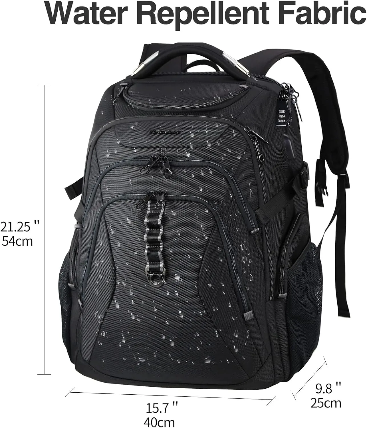 KROSER Travel Laptop Backpack 18.4 Inch XXXL Gaming Backpack with Hard Shell Saferoom RFID Pockets Water-Repellent Business College Daypack Stylish Laptop Bag for Men/Women-Black