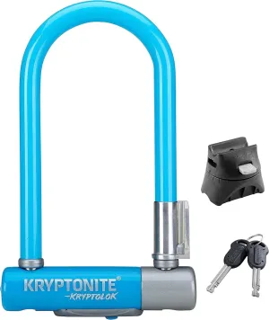 Kryptonite Kryptolok Mini-7 Bike U-Lock, Heavy Duty Anti-Theft Bicycle U Lock, 12.7mm Shackle with Mounting Bracket and Keys, High Security Lock for Bicycles Scooters, Light Blue