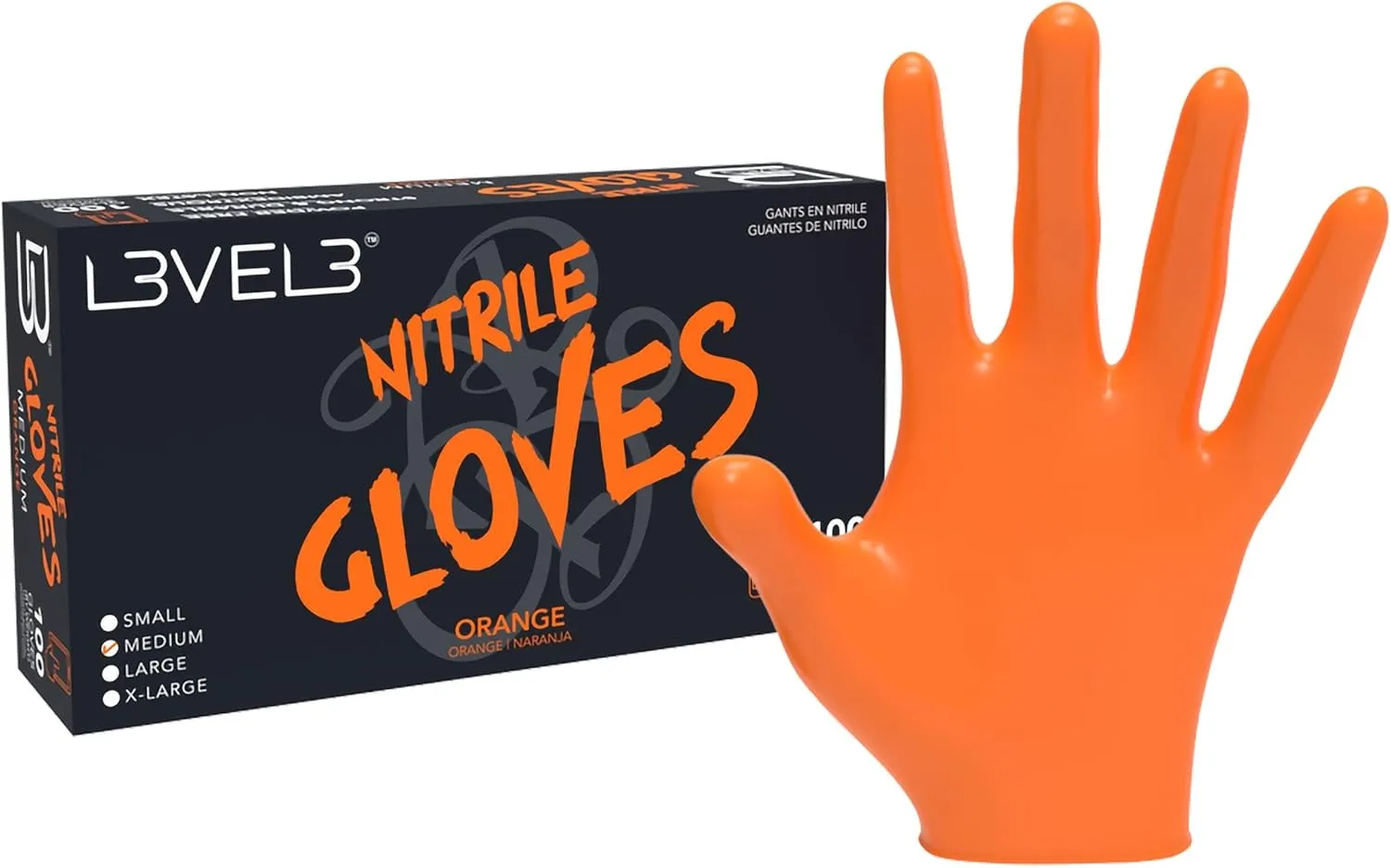 L3 Level 3 Nitrile Gloves - Professional Heavy Duty Disposable Gloves - Latex Free - Fits Snug - Box of 100