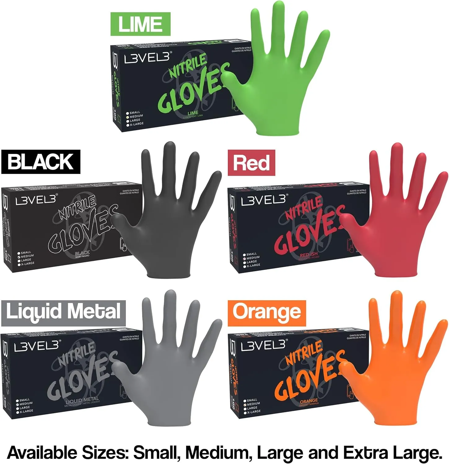 L3 Level 3 Nitrile Gloves - Professional Heavy Duty Disposable Gloves - Latex Free - Fits Snug - Box of 100