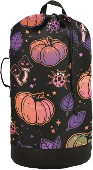 Ladybug Squash Mushrooms Laundry Basket Travel Laundry Bag Waterproof Laundry Backpack with Adjustable Shoulder Straps