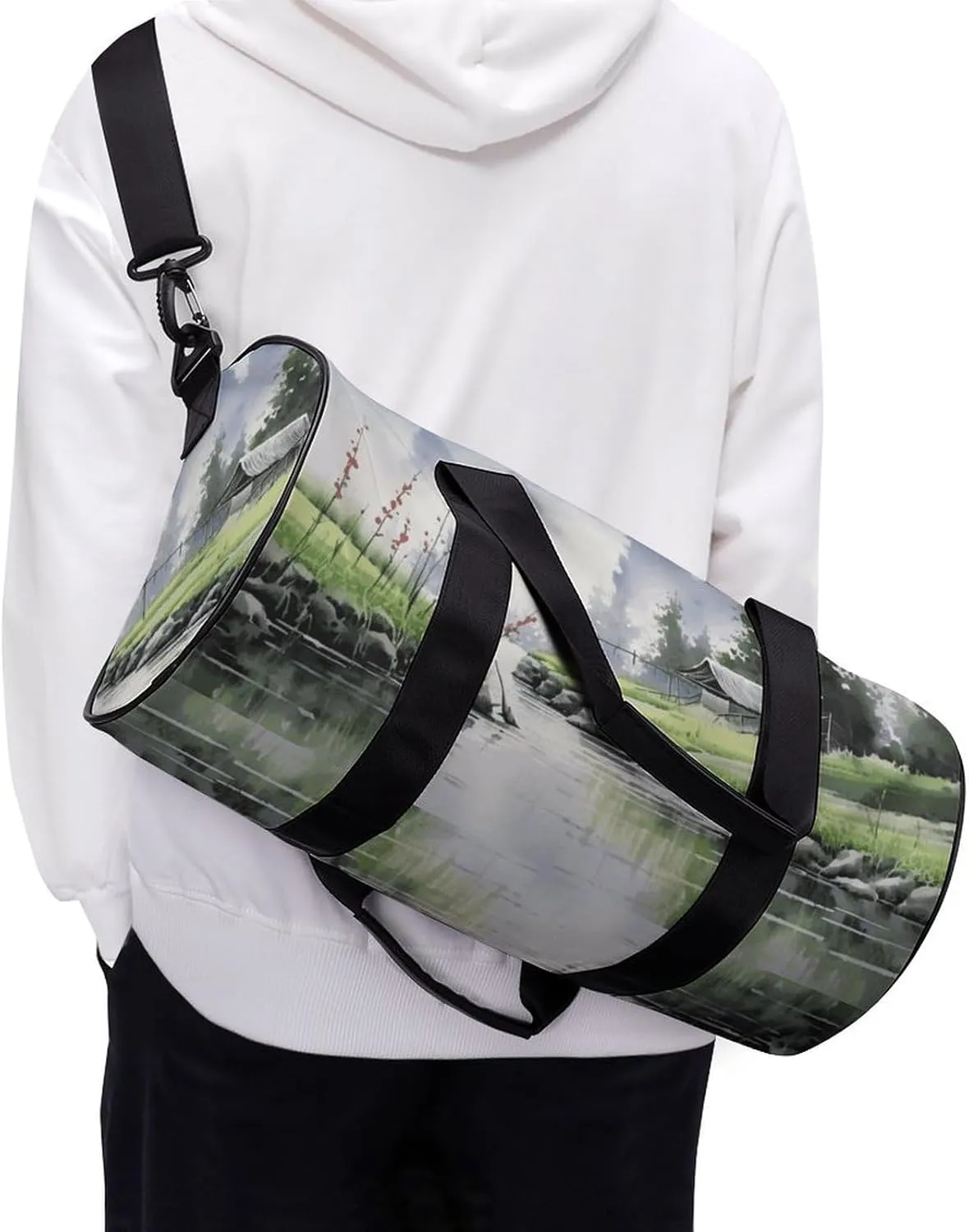 Landscape Painting Gym Bag Small Travel Duffle Bag with Compartment Carry On Weekender Bag for Women Men