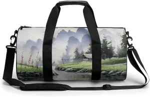 Landscape Painting Gym Bag Small Travel Duffle Bag with Compartment Carry On Weekender Bag for Women Men
