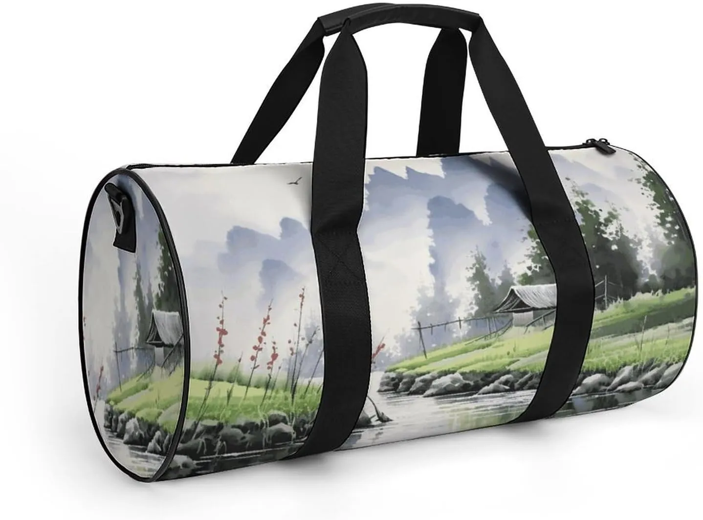 Landscape Painting Gym Bag Small Travel Duffle Bag with Compartment Carry On Weekender Bag for Women Men