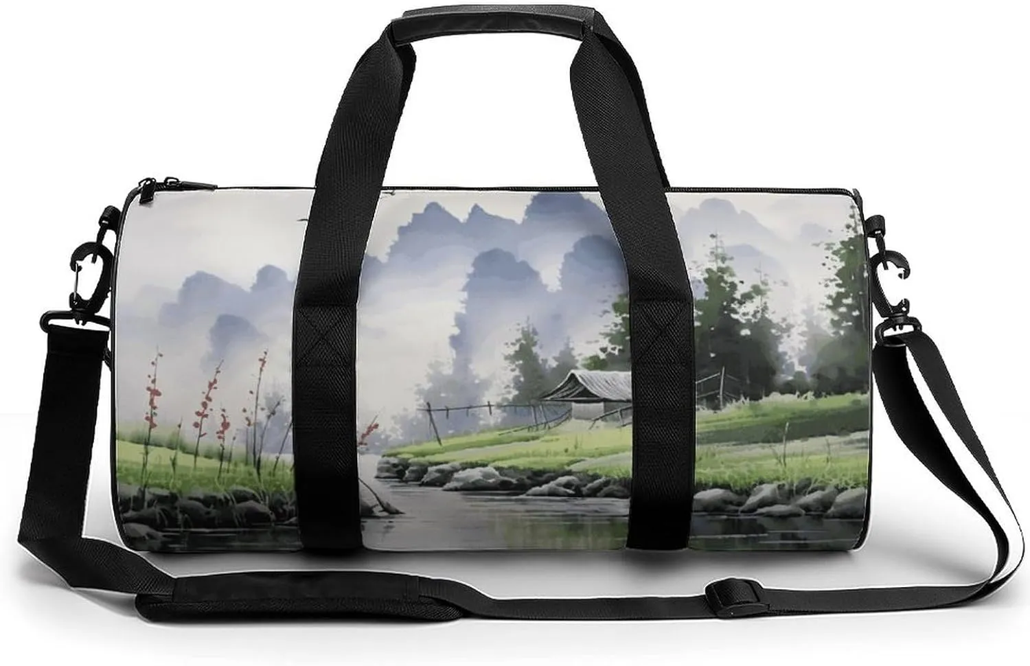 Landscape Painting Gym Bag Small Travel Duffle Bag with Compartment Carry On Weekender Bag for Women Men