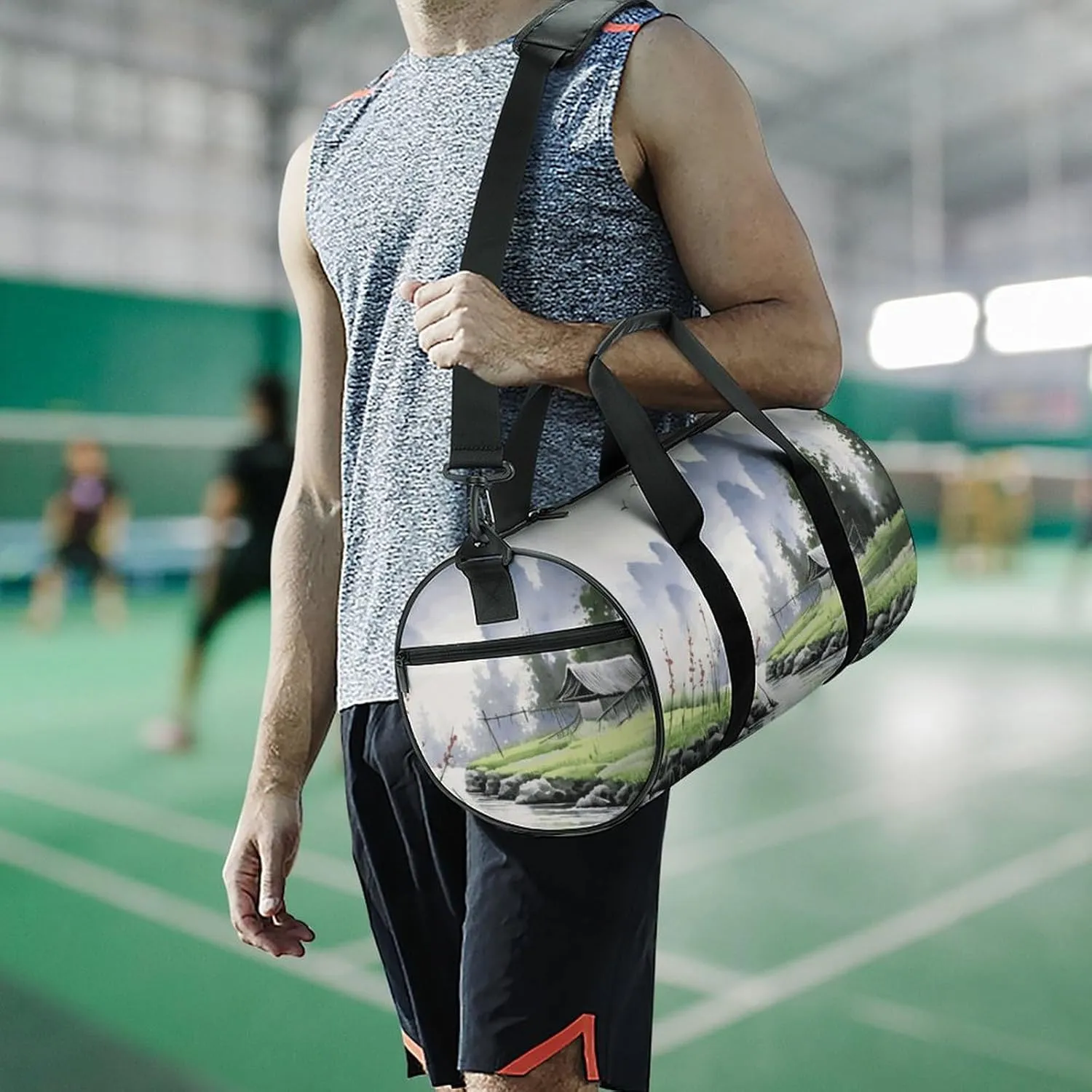 Landscape Painting Gym Bag Small Travel Duffle Bag with Compartment Carry On Weekender Bag for Women Men