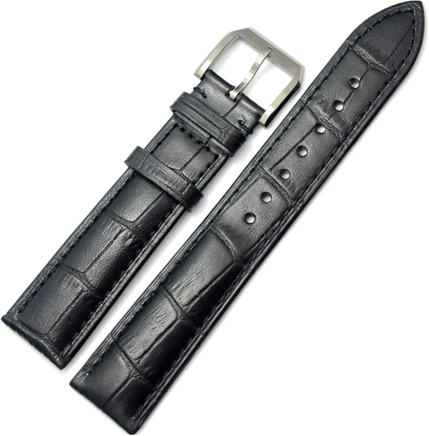 LAnGSHAW 19mm 20mm 21mm 22mm 24mm Leather Clock Watch Strap Band Watch Accessories Metal Buckle Clasp (Band Color : Brown, Band Width : 24mm)