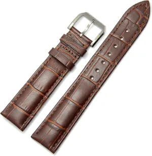 LAnGSHAW 19mm 20mm 21mm 22mm 24mm Leather Clock Watch Strap Band Watch Accessories Metal Buckle Clasp (Band Color : Brown, Band Width : 24mm)