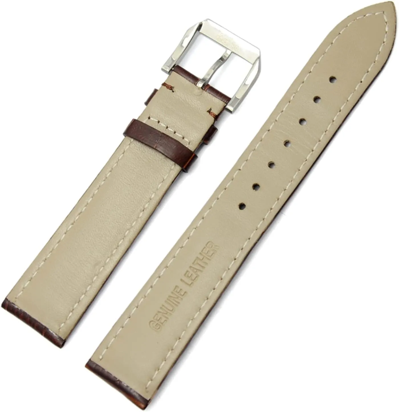 LAnGSHAW 19mm 20mm 21mm 22mm 24mm Leather Clock Watch Strap Band Watch Accessories Metal Buckle Clasp (Band Color : Brown, Band Width : 24mm)