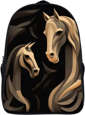Laptop Backpack Casual Daypack Wood Carving Horse Backpack for Woman Men Travel Backpack 16 Inch Lightweight Bookbag