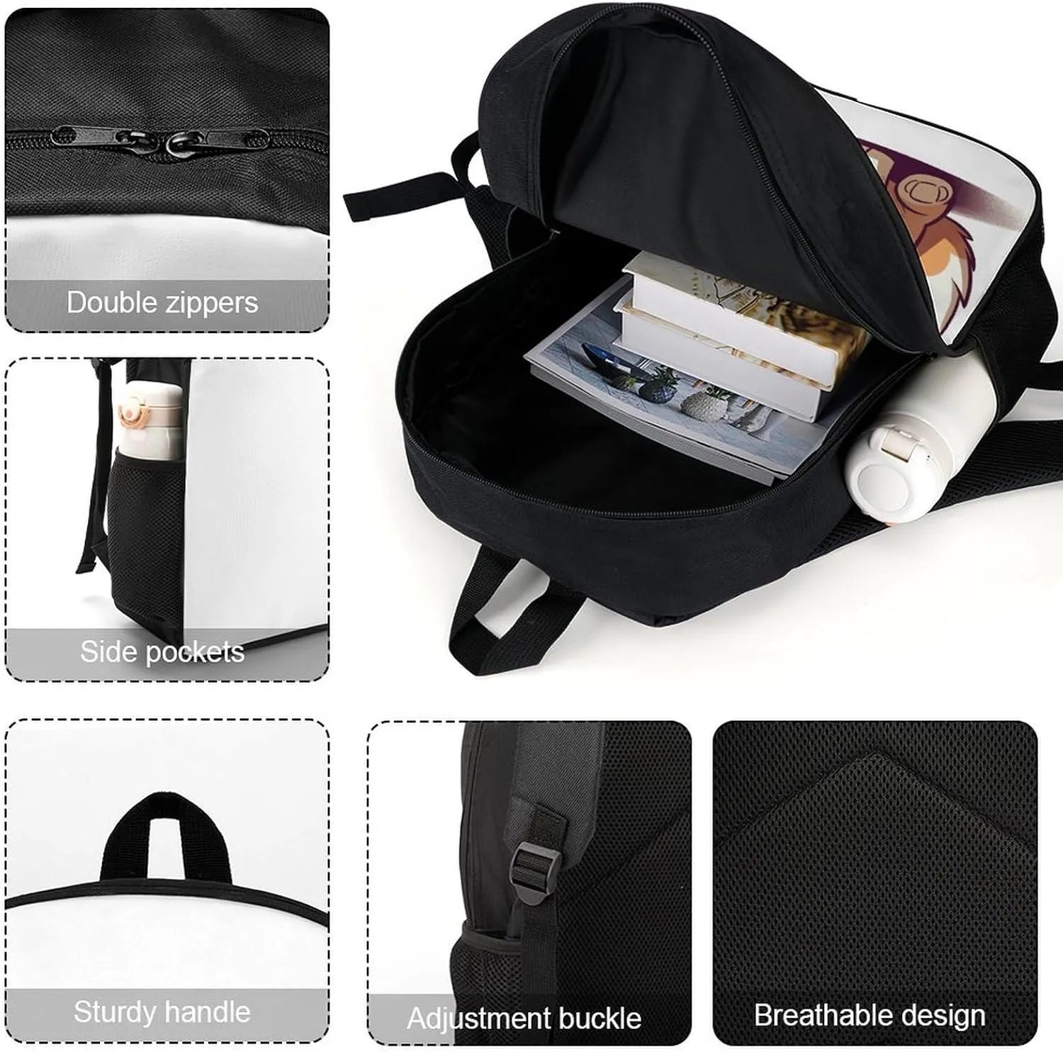 Laptop Backpack for Men 17 Inch Corgi Stickers Work Casual Backpack Lightweight Travel Shoulder Bag