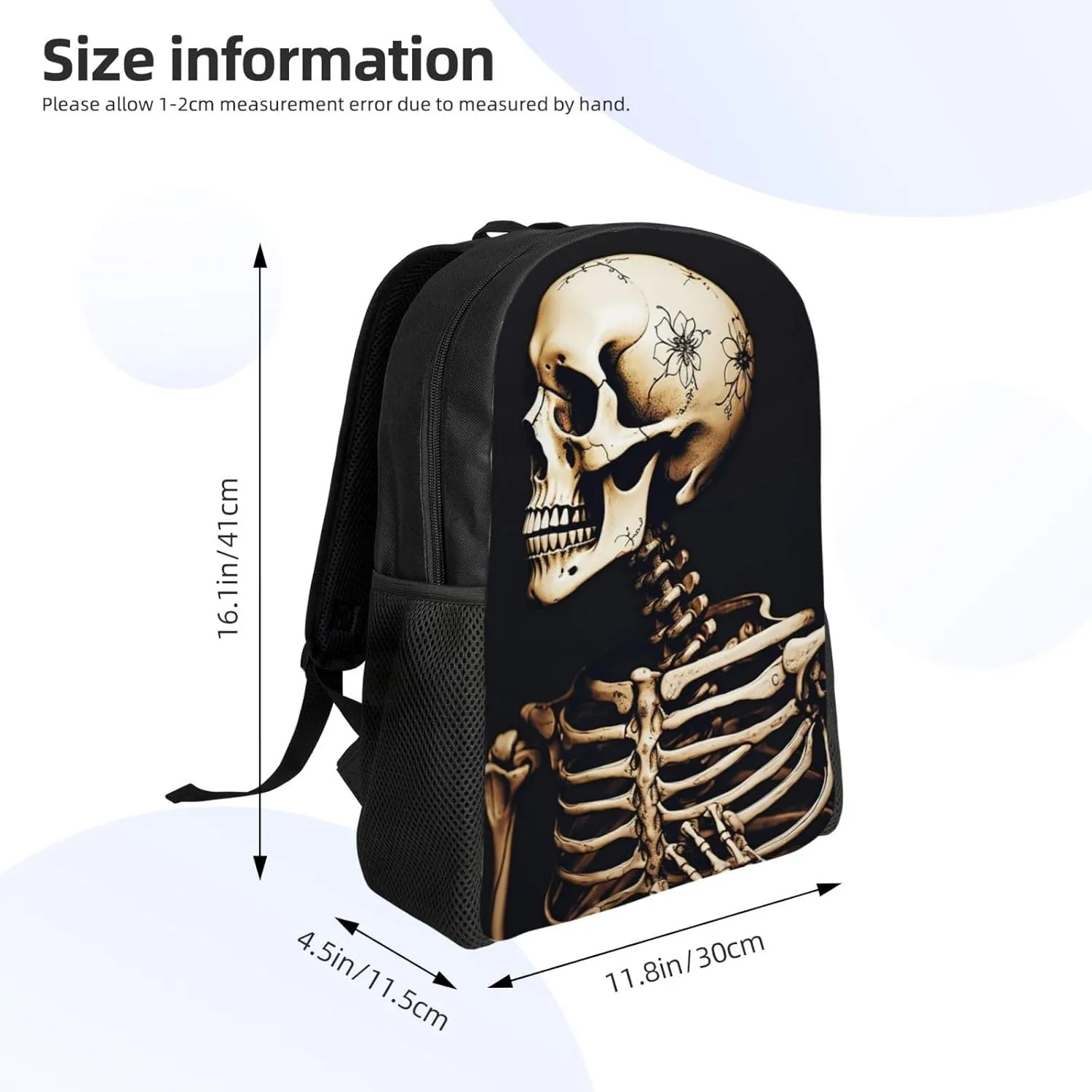Laptop Backpack for Men Women Carry On Backpack Aesthetic skeleton Backpack Lightweight Travel Bag Casual Daypack