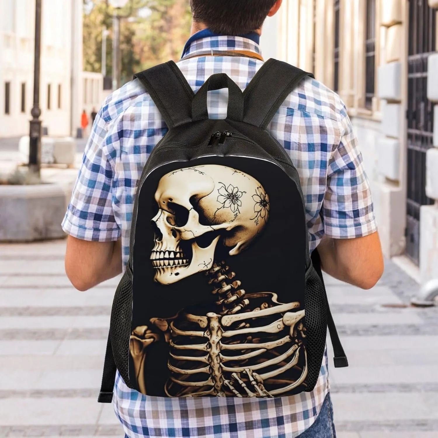 Laptop Backpack for Men Women Carry On Backpack Aesthetic skeleton Backpack Lightweight Travel Bag Casual Daypack