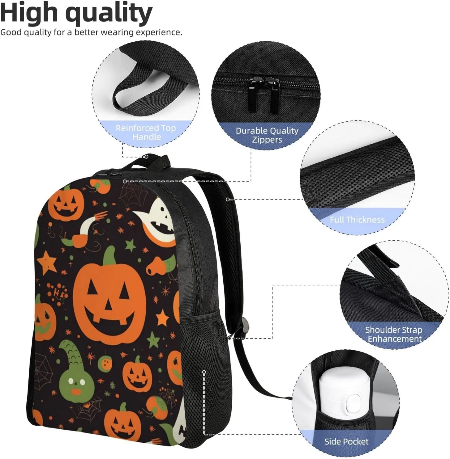 Laptop Backpack for Men Women Carry On Backpack Happy Halloween Backpack Lightweight Travel Bag Casual Daypack