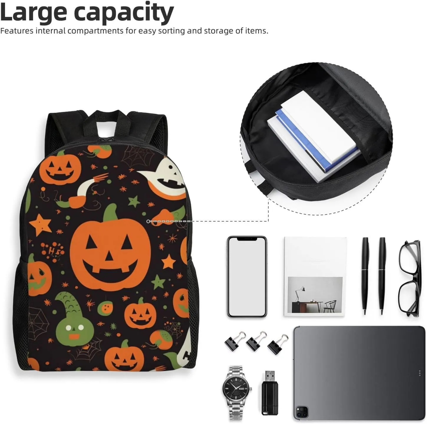 Laptop Backpack for Men Women Carry On Backpack Happy Halloween Backpack Lightweight Travel Bag Casual Daypack