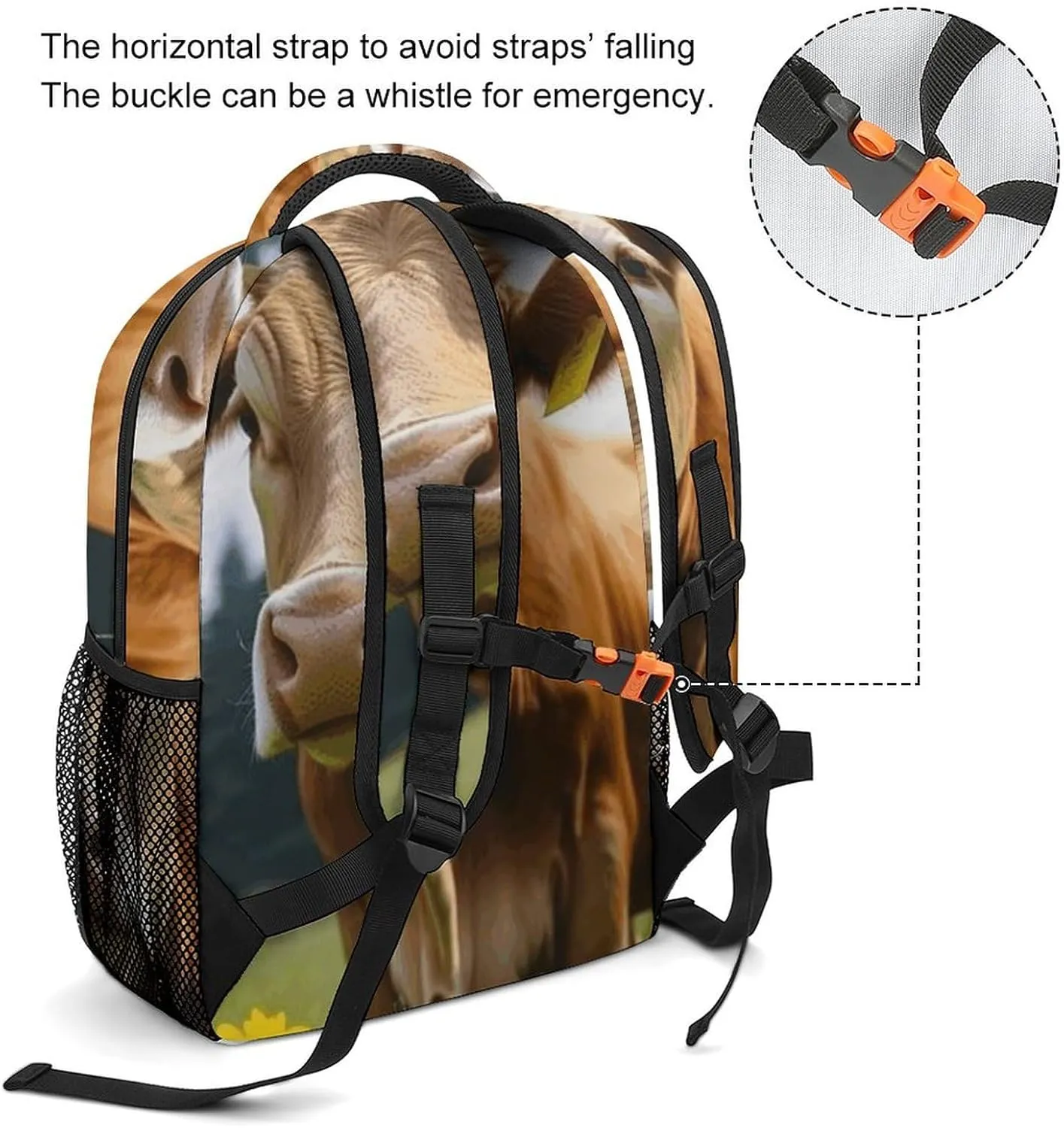 Laptop Backpack for Men Women Lightweight Daypack with Compartment Rucksack Animal Brown Cow Laptop Bag