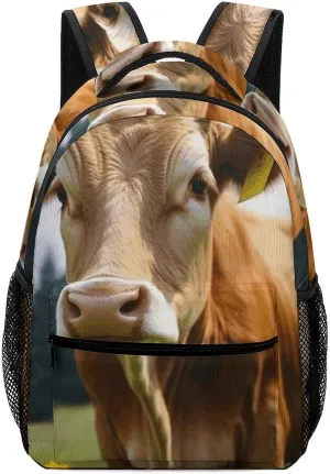 Laptop Backpack for Men Women Lightweight Daypack with Compartment Rucksack Animal Brown Cow Laptop Bag