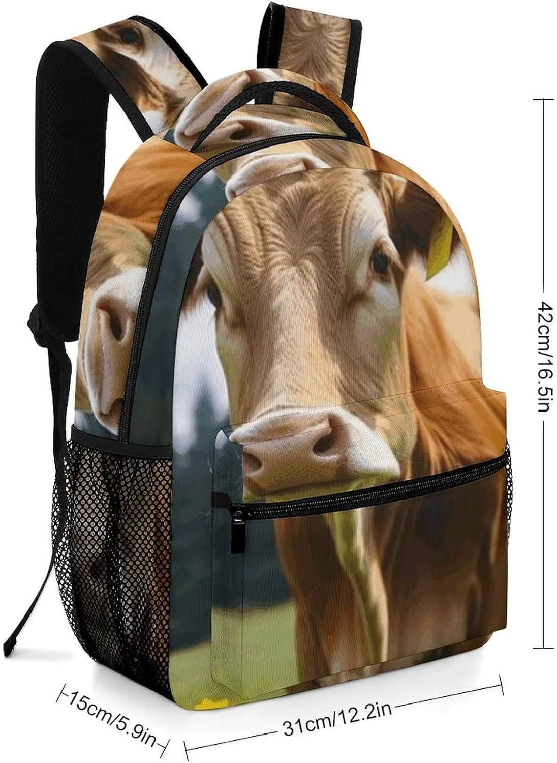 Laptop Backpack for Men Women Lightweight Daypack with Compartment Rucksack Animal Brown Cow Laptop Bag