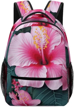 Laptop Backpack for Men Women Lightweight Daypack with Compartment Rucksack Hawaii Pink Flower Laptop Bag
