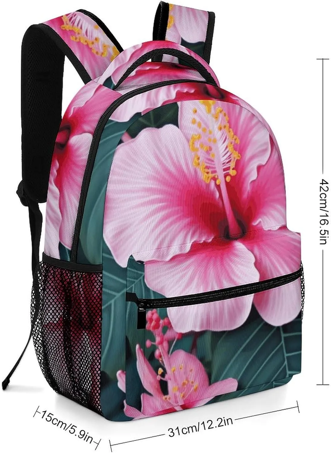 Laptop Backpack for Men Women Lightweight Daypack with Compartment Rucksack Hawaii Pink Flower Laptop Bag
