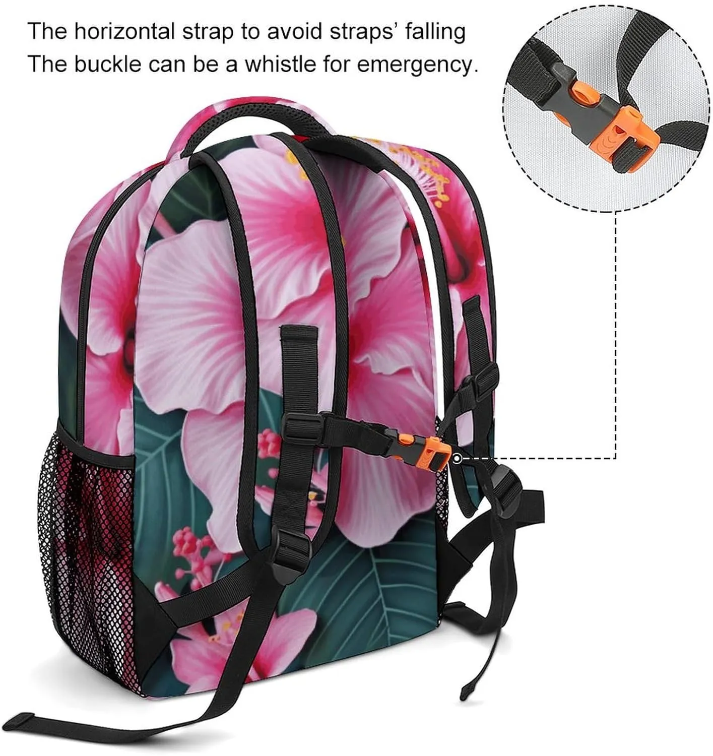 Laptop Backpack for Men Women Lightweight Daypack with Compartment Rucksack Hawaii Pink Flower Laptop Bag