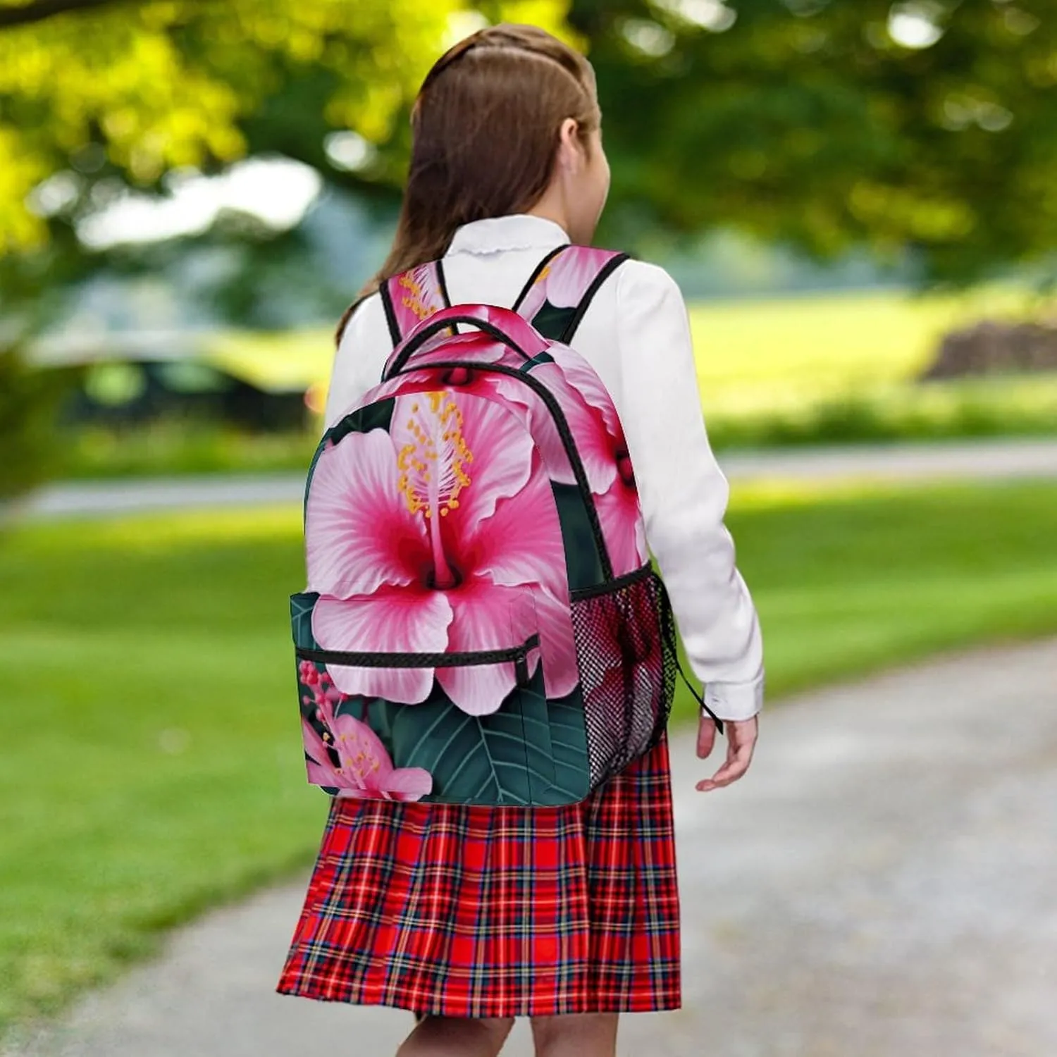 Laptop Backpack for Men Women Lightweight Daypack with Compartment Rucksack Hawaii Pink Flower Laptop Bag