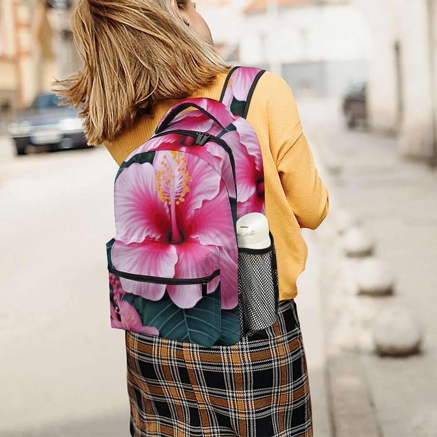 Laptop Backpack for Men Women Lightweight Daypack with Compartment Rucksack Hawaii Pink Flower Laptop Bag
