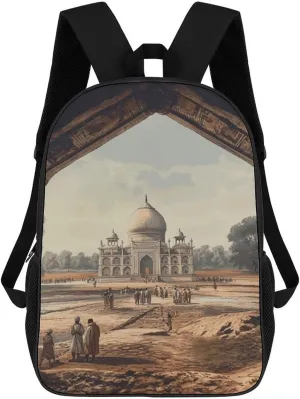Laptop Backpack for Men Women Lightweight Travel Bag Historical Site Painting Casual Daypack 17 Inch Adjustable Shoulder Bag for Work