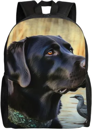 Laptop Backpack for Women Men Carry-on Backpack A Black Labrador Daypack Lightweight Travel Shoulder Bags