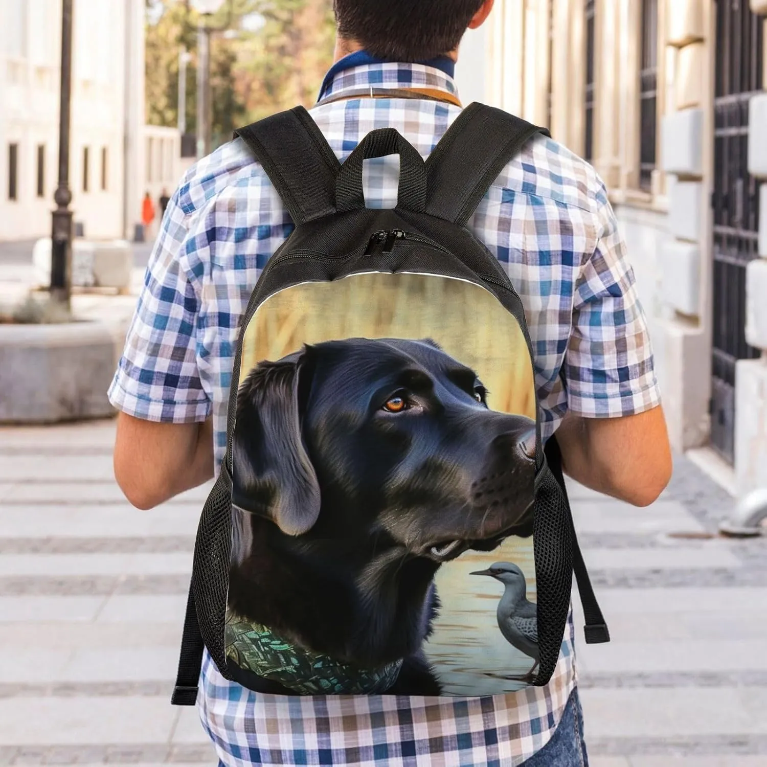 Laptop Backpack for Women Men Carry-on Backpack A Black Labrador Daypack Lightweight Travel Shoulder Bags