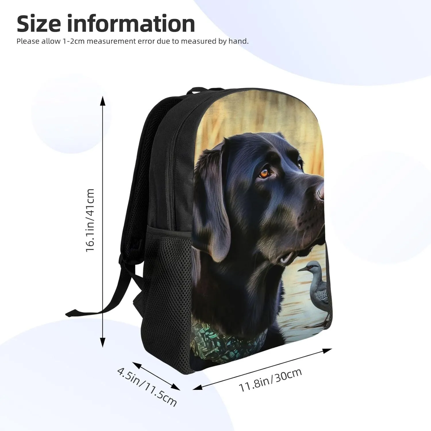 Laptop Backpack for Women Men Carry-on Backpack A Black Labrador Daypack Lightweight Travel Shoulder Bags