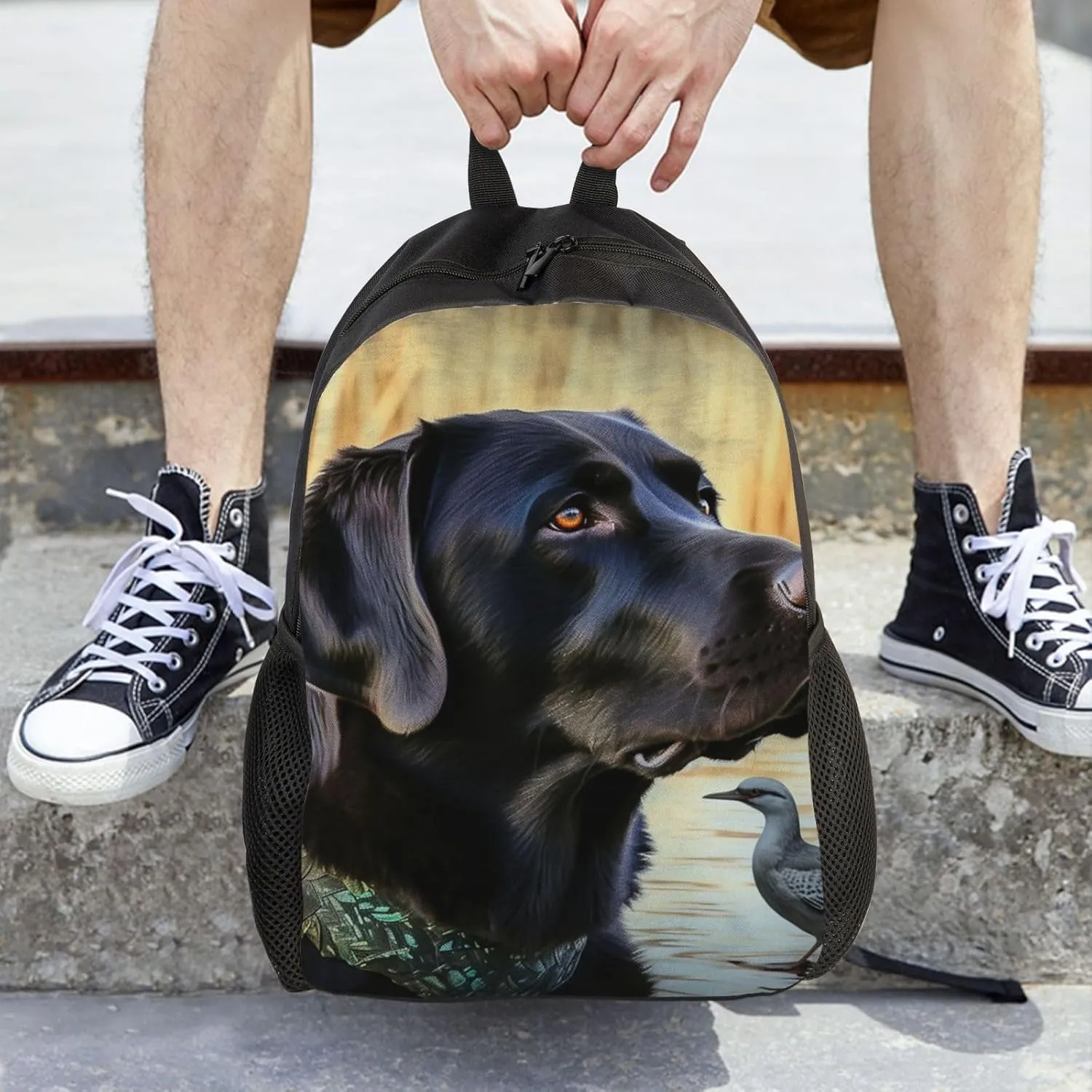 Laptop Backpack for Women Men Carry-on Backpack A Black Labrador Daypack Lightweight Travel Shoulder Bags