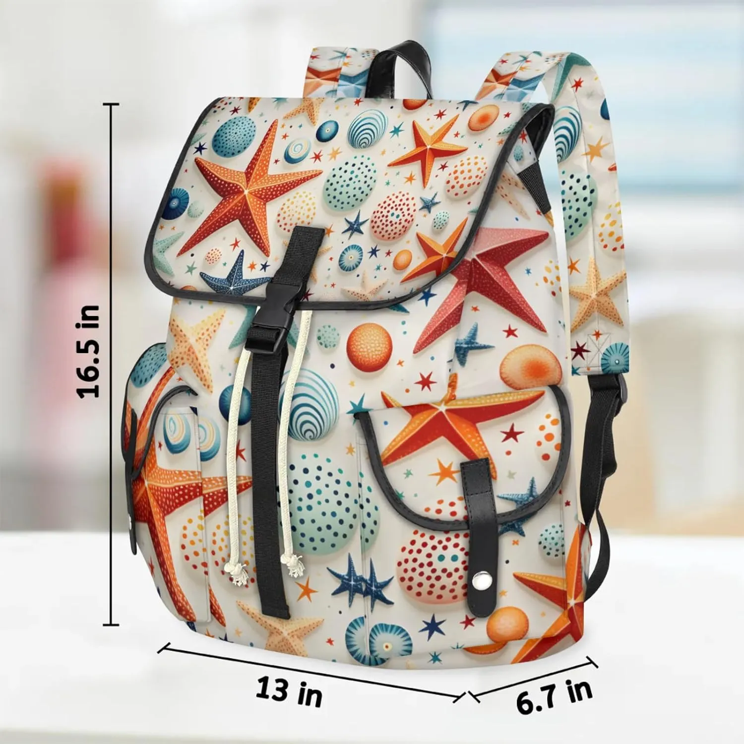 Laptop Backpacks Beach Sea Starfish Travel Backpack for Women Work Backpack Computer Bag for Business Travel Fits 15 Inch Laptop