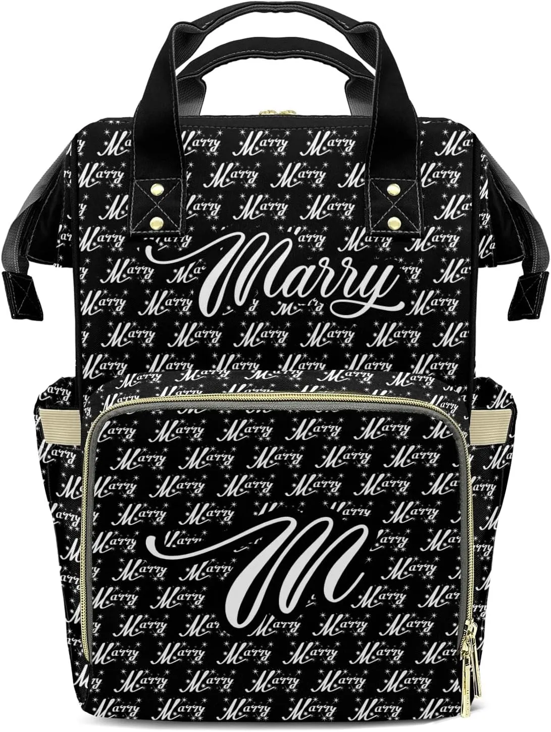 Large Capacity Custom Diaper Bag with Name, Multifunction Personalized Diaper Bag Backpack for Baby Girl Boy, Fashion Shoulder Bag Waterproof Casual Daypack Travel Backpack for Mom