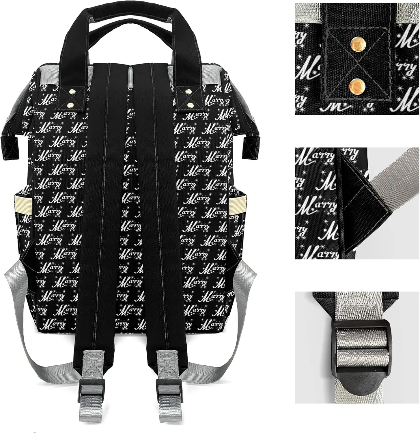 Large Capacity Custom Diaper Bag with Name, Multifunction Personalized Diaper Bag Backpack for Baby Girl Boy, Fashion Shoulder Bag Waterproof Casual Daypack Travel Backpack for Mom