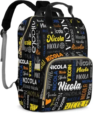 Large Capacity Custom Diaper Bag with Name, Multifunction Personalized Diaper Bag Backpack for Baby Girl Boy, Fashion Shoulder Bag Waterproof Casual Daypack Travel Backpack for Mom