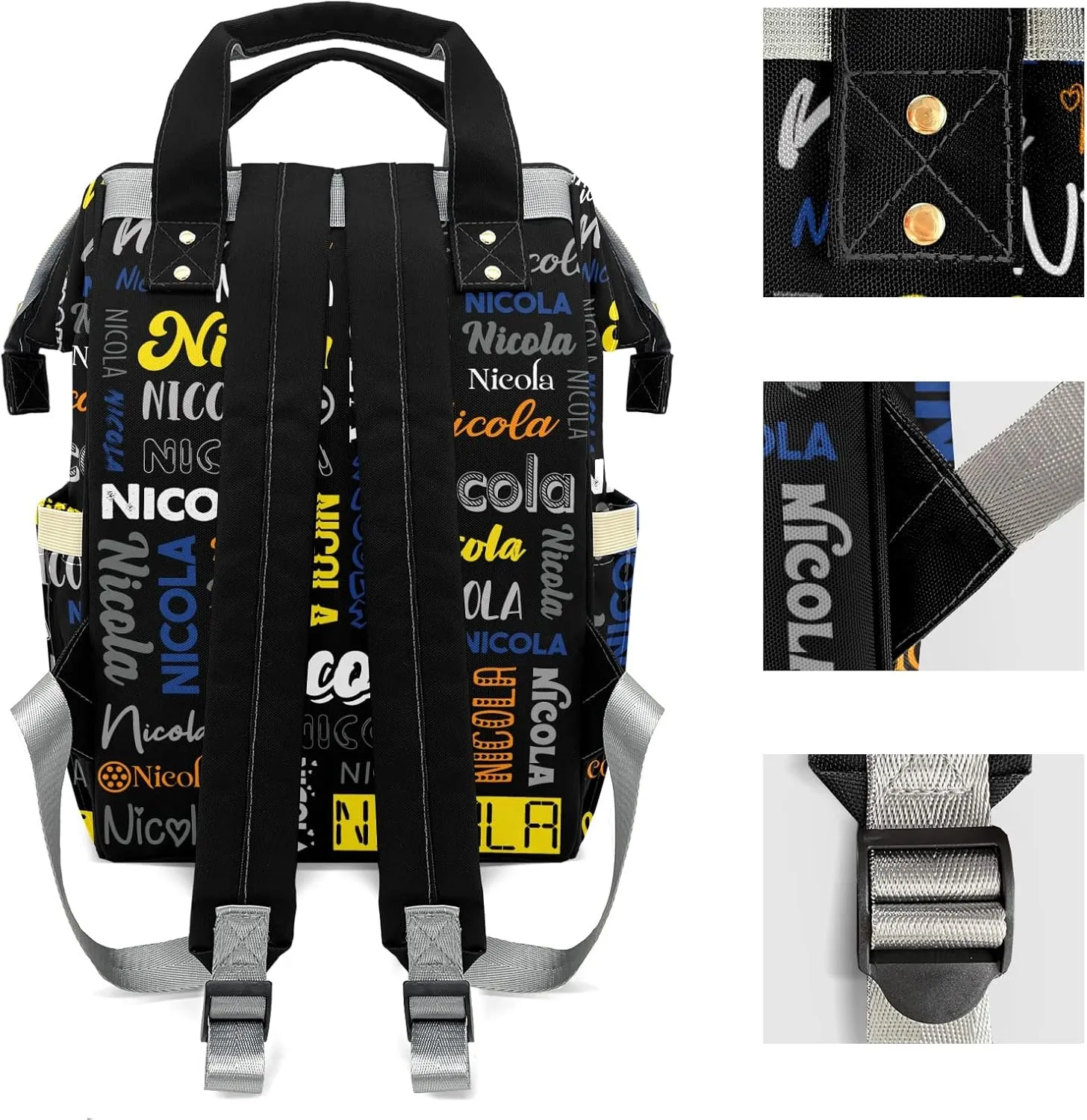 Large Capacity Custom Diaper Bag with Name, Multifunction Personalized Diaper Bag Backpack for Baby Girl Boy, Fashion Shoulder Bag Waterproof Casual Daypack Travel Backpack for Mom
