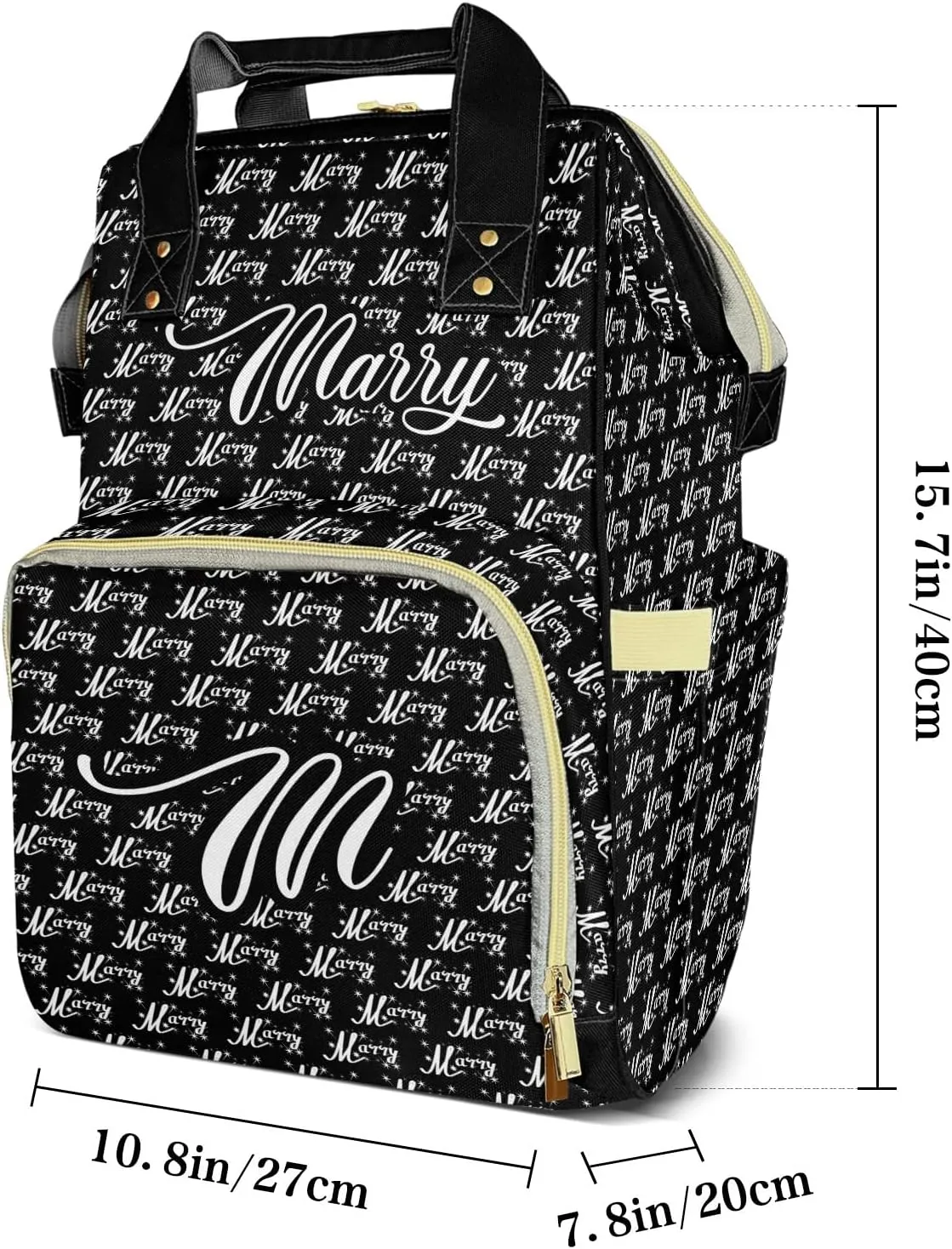Large Capacity Custom Diaper Bag with Name, Multifunction Personalized Diaper Bag Backpack for Baby Girl Boy, Fashion Shoulder Bag Waterproof Casual Daypack Travel Backpack for Mom