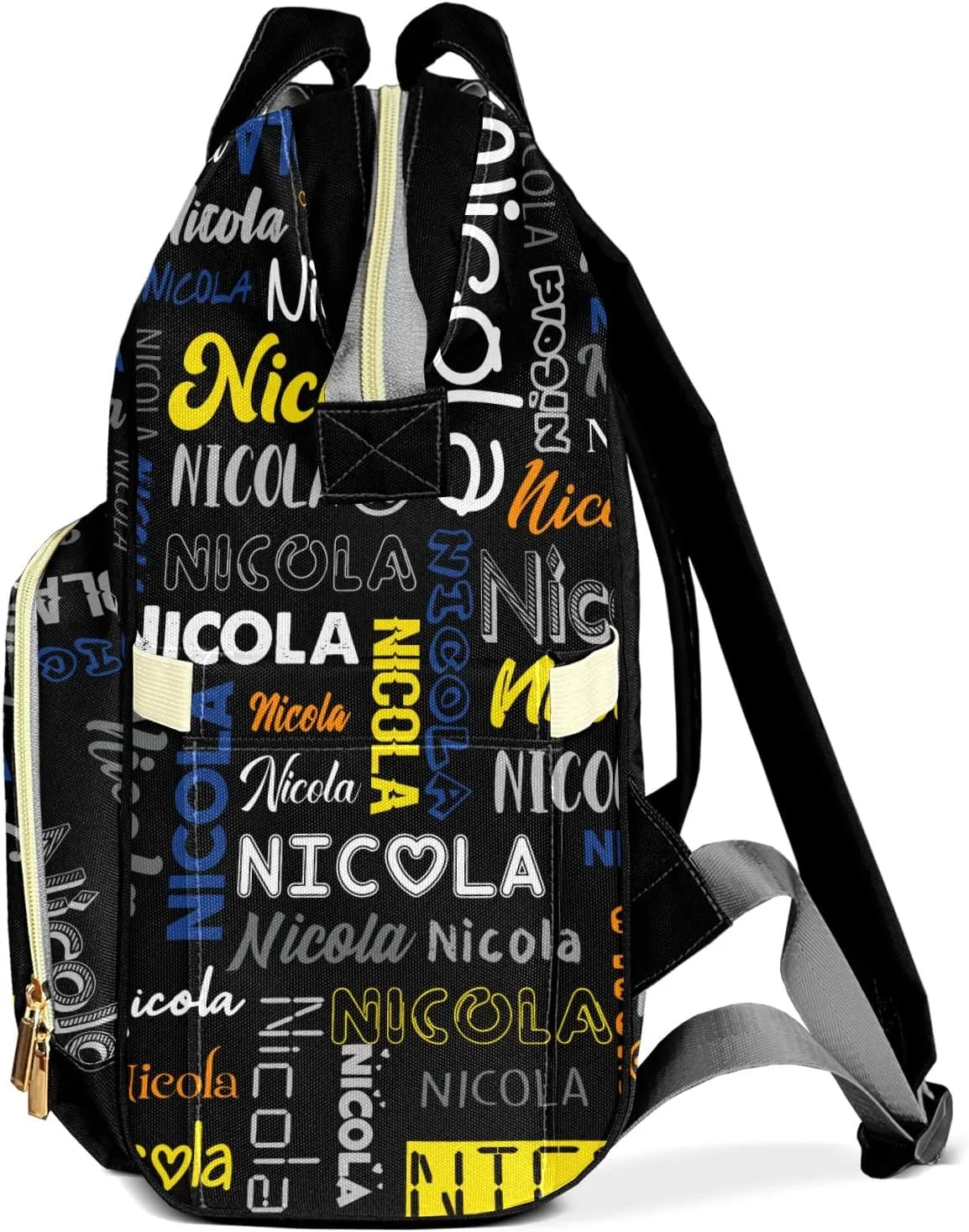 Large Capacity Custom Diaper Bag with Name, Multifunction Personalized Diaper Bag Backpack for Baby Girl Boy, Fashion Shoulder Bag Waterproof Casual Daypack Travel Backpack for Mom